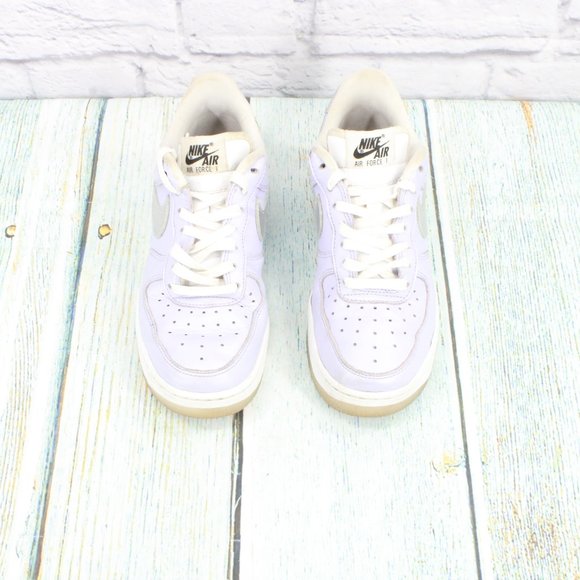 Nike Air Force 1 Purple Leather Lace Up Athletic Sneakers Shoes Size 6 - Picture 5 of 9